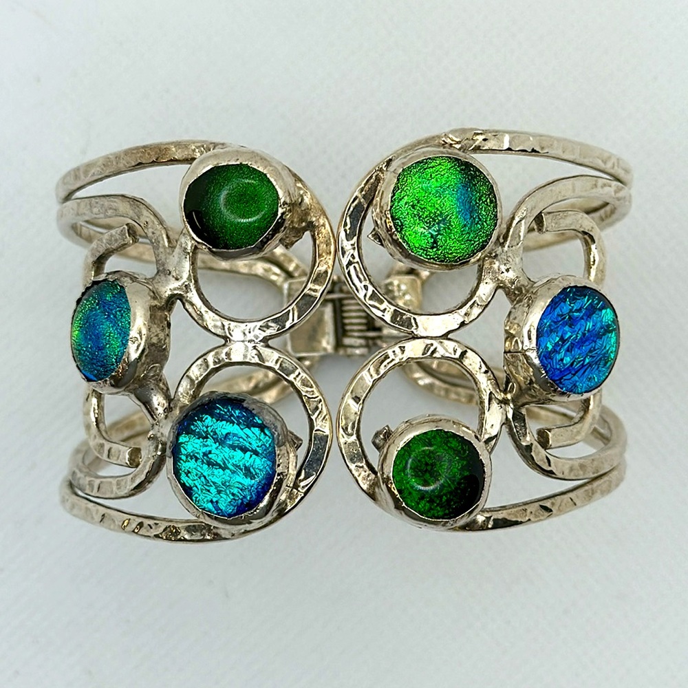 Gem and silver Hinge bracelet‎